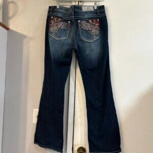 Miss Me Chloe Boot Cut Jeans Flare Dark Wash Bling Rhinestones 33 Rodeo Cowgirl